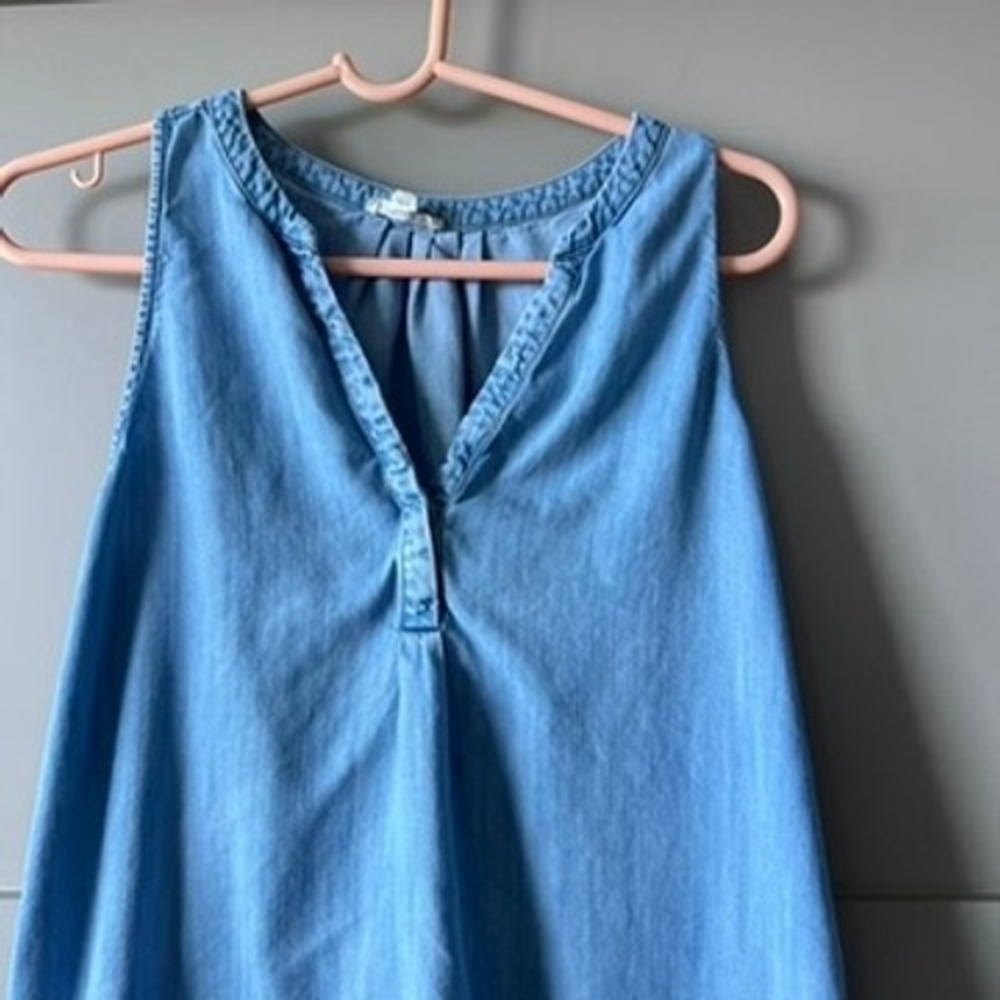 Joie Soft Women Blue Chambray Sleeveless V-Neck High Low Tank Top Size S Classic - Picture 3 of 9
